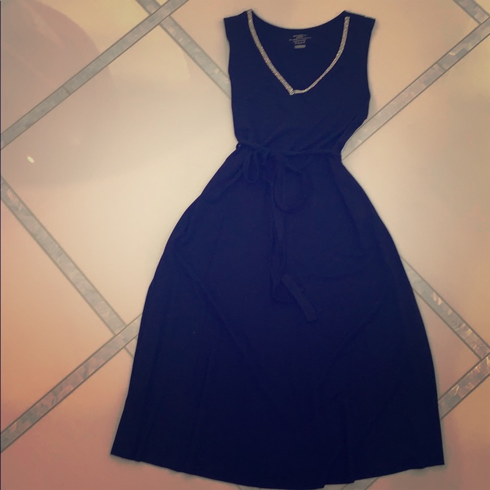 Sleeveless black tank dress with Swarovski detail